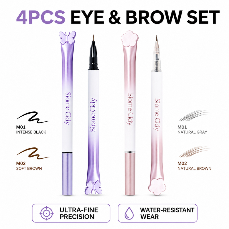 Waterproof Liquid Eyeliner Pen - Conjunto de 4 Canetas Líquidas para