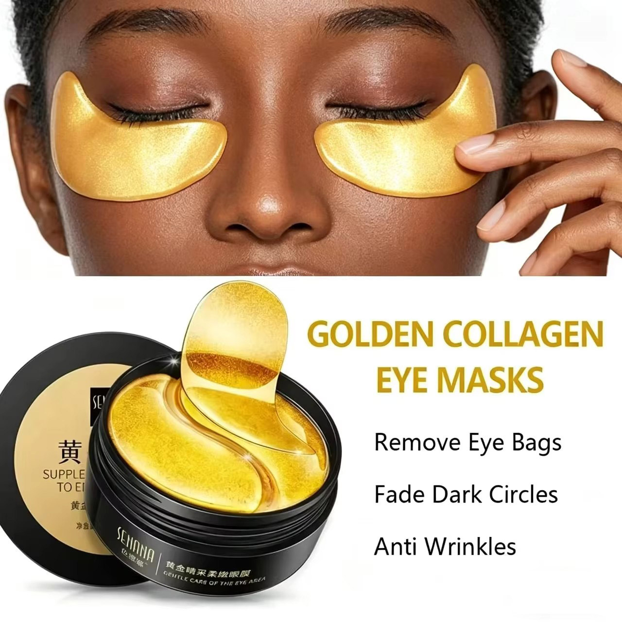 Collagen Under Eye Patches - Máscara Hidratante Dourada para Olhos -