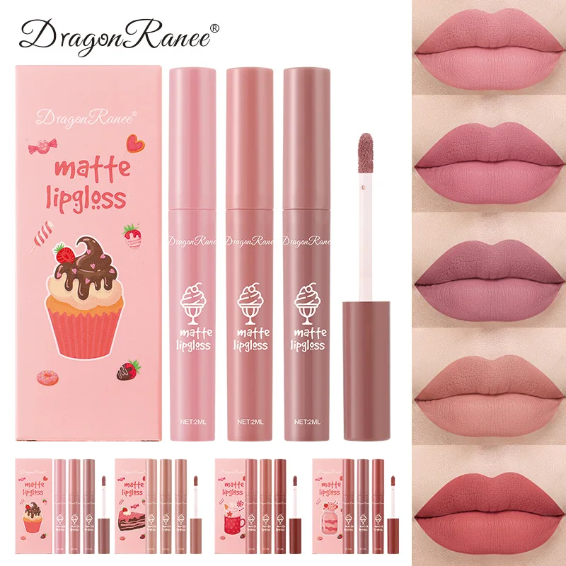 Conjunto de 3PCS de Batom Líqu - Matte Velvet Lip Tint Long Lasting avaliação e preço